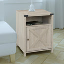 Farmhouse Nightstand with Cabinet and Shelves (White Oak)