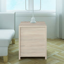 Farmhouse Nightstand with Cabinet and Shelves (White Oak)