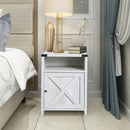 Farmhouse Nightstand with Cabinet and Shelves (Sargent Oak)