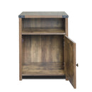 Farmhouse Nightstand with Cabinet and Shelves (Rustic Wood)