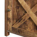 Farmhouse Nightstand with Cabinet and Shelves (Rustic Wood)