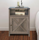 Farmhouse Nightstand with Cabinet and Shelves (Washed Oak)
