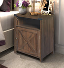 Farmhouse Nightstand with Cabinet and Shelves (Dark Walnut)