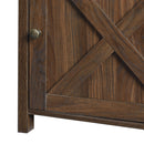 Farmhouse Nightstand with Cabinet and Shelves (Dark Walnut)