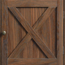 Farmhouse Nightstand with Cabinet and Shelves (Dark Walnut)