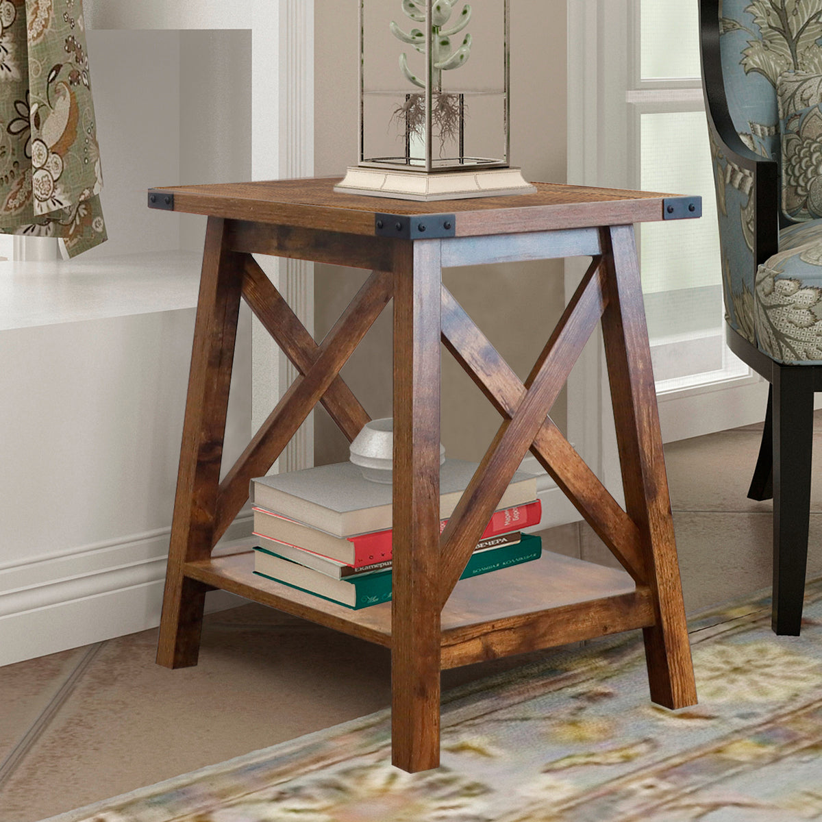 Wood Farmhouse Side Table