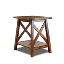 Farmhouse Side Table End Table with 2-Tier Storage, Rustic Wood