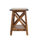 Farmhouse Side Table End Table with 2-Tier Storage, Rustic Wood