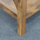 Farmhouse Side Table End Table with 2-Tier Storage, Rustic Wood