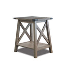 Farmhouse Side Table End Table with 2-Tier Storage, Washed Oak