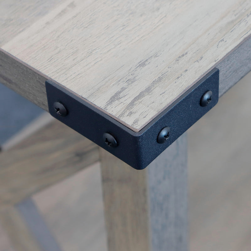Farmhouse Side Table End Table with 2-Tier Storage, Washed Oak