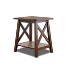 Farmhouse Side Table End Table with 2-Tier Storage, Dark Walnut