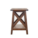 Farmhouse Side Table End Table with 2-Tier Storage, Dark Walnut