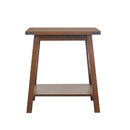 Farmhouse Side Table End Table with 2-Tier Storage, Dark Walnut