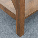 Farmhouse Side Table End Table with 2-Tier Storage, Dark Walnut