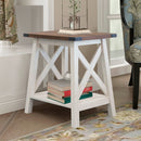 Farmhouse Side Table End Table with 2-Tier Storage, Sargent Oak