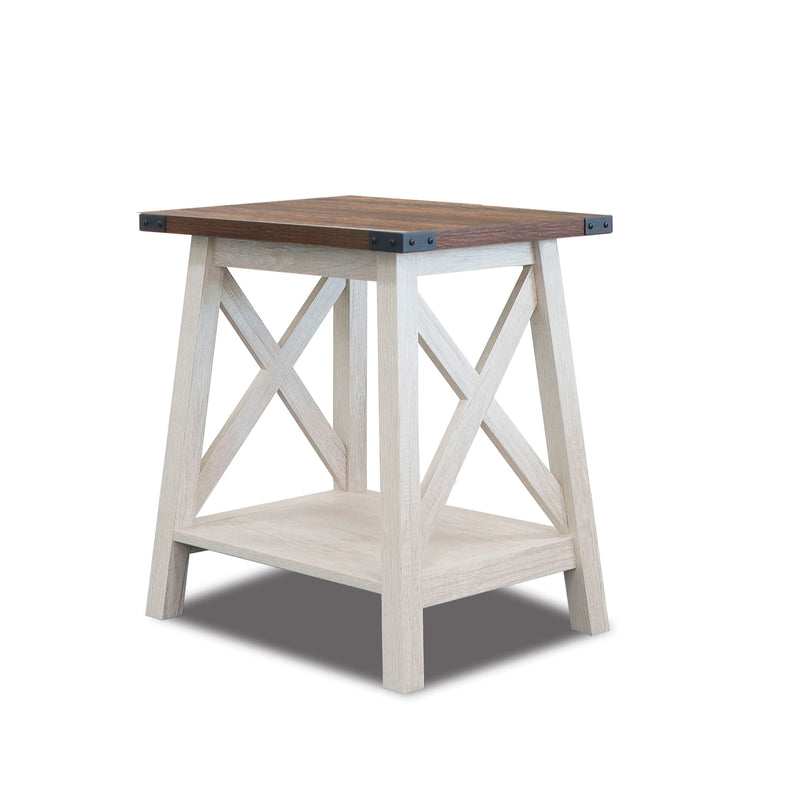 Farmhouse Side Table End Table with 2-Tier Storage, Sargent Oak