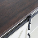 Farmhouse Sliding Barn Door TV Stand for TVs up to 65", Vintage White/Espresso