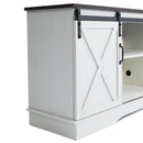 Farmhouse Sliding Barn Door TV Stand for TVs up to 65", Vintage White/Espresso