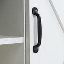 Farmhouse Sliding Barn Door TV Stand for TVs up to 65", Vintage White/Espresso